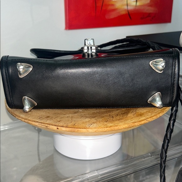 Brighton Ana Maria Black Patent Leather Croc-Embossed Crossbody 9”x 7.75” EUC - Picture 7 of 8